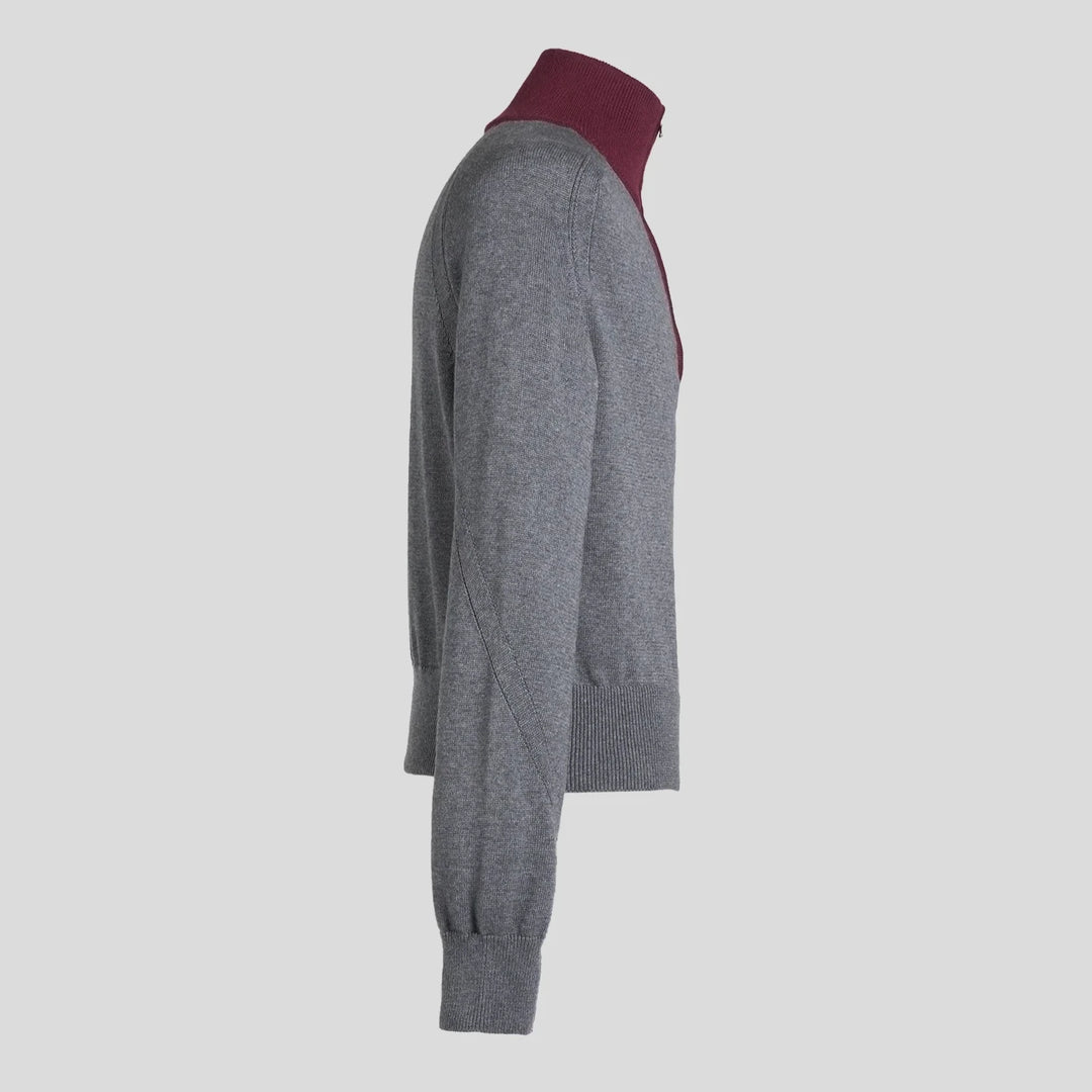 VUJADE - FRANK STRUCTURED HAIF-ZIP KNIT SWEATER IN CARMINE GREY