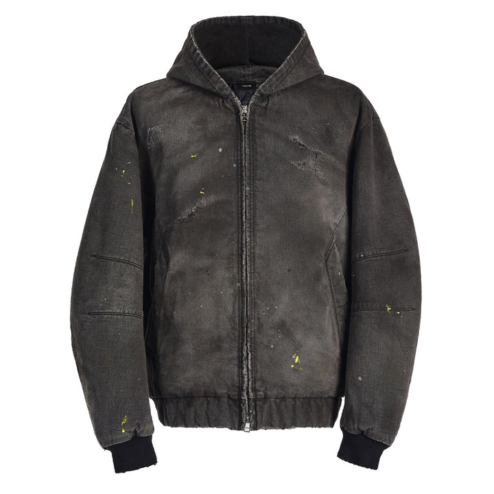 VUJADE - BECK DESTROYED  HOODED BOMBER IN BRUSHED COTTON