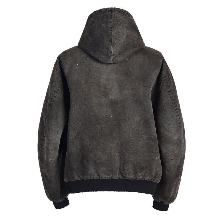 VUJADE - BECK DESTROYED  HOODED BOMBER IN BRUSHED COTTON