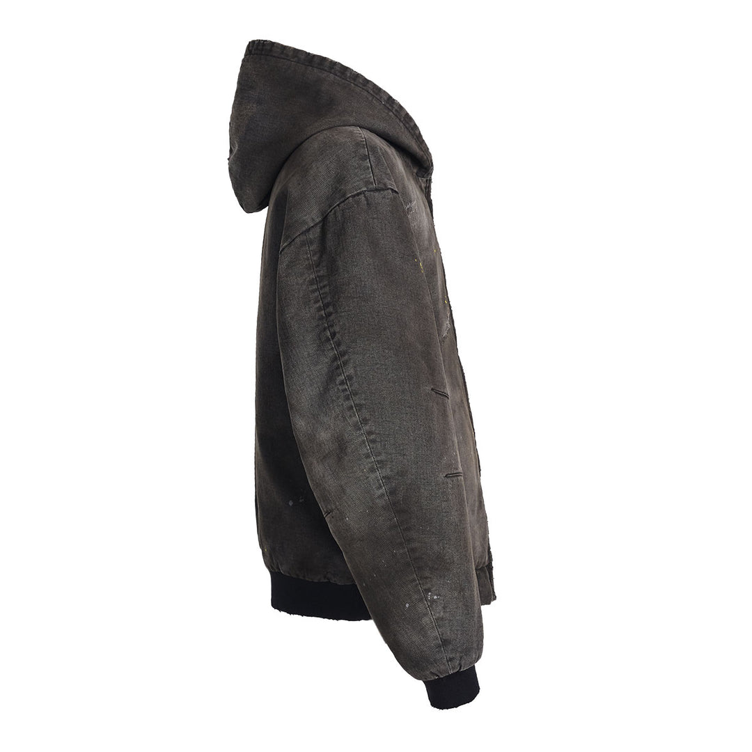VUJADE - BECK DESTROYED  HOODED BOMBER IN BRUSHED COTTON