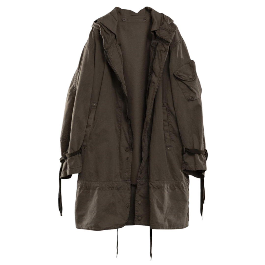 Garment dyed hoodie coat with melton liner