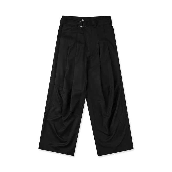 Wool Wide Belted Trousers