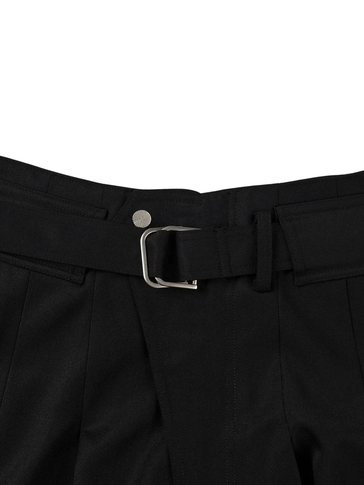 Wool Wide Belted Trousers