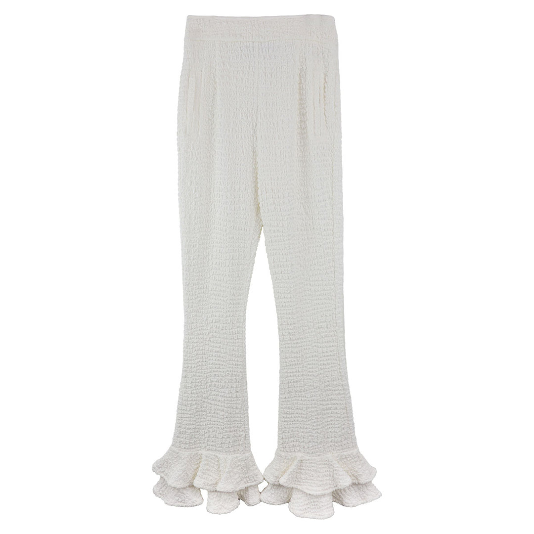AMBUSH® - SMOCKED RUFFLE HEM PANTS