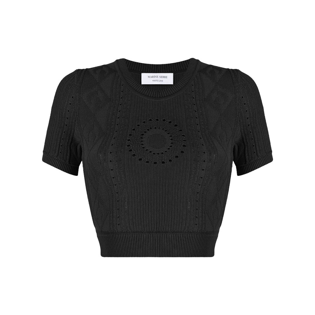Marine Serre - METALLIC POINTELLE KNIT CROPPED TOP