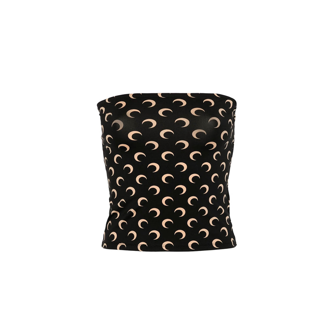 Moon-printed jersey sleeveless tube top