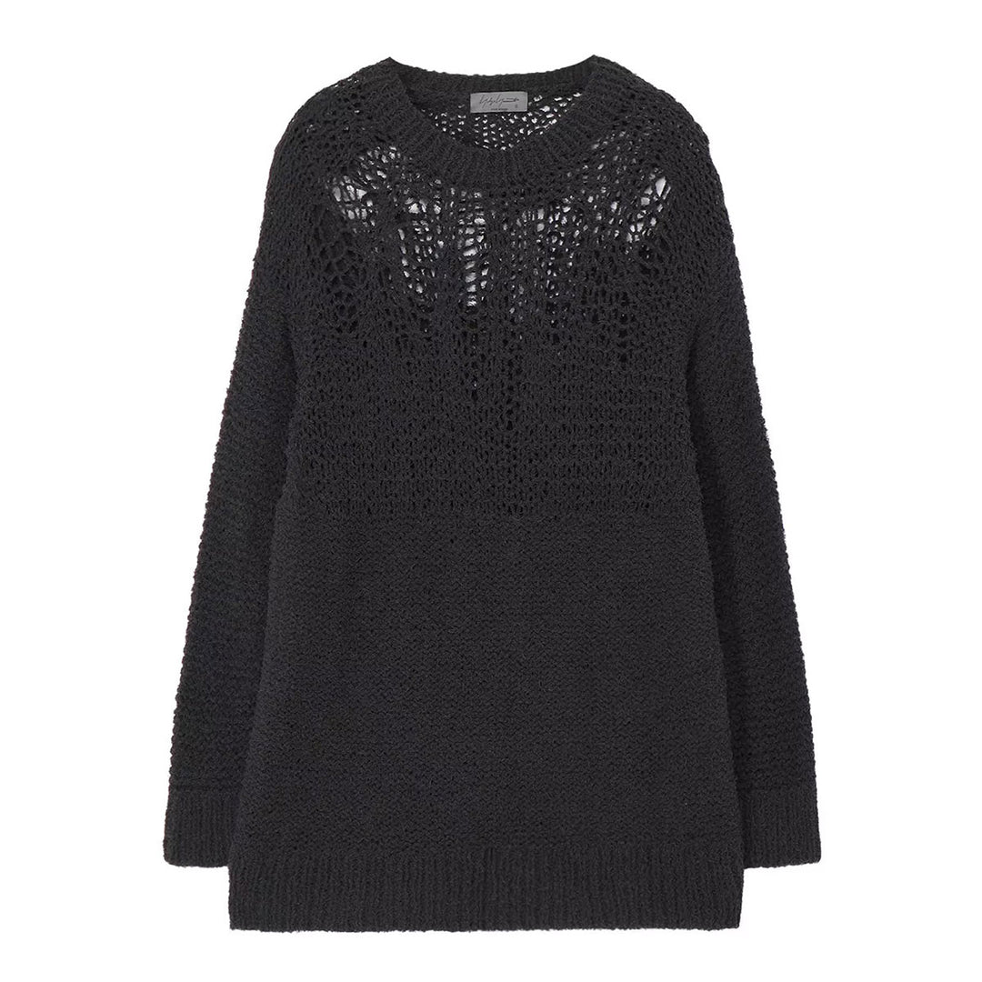 Yohji Yamamoto - HAND KNITTED DAMAGE PROCESSED GARTER ROUND NECK LONG SLV