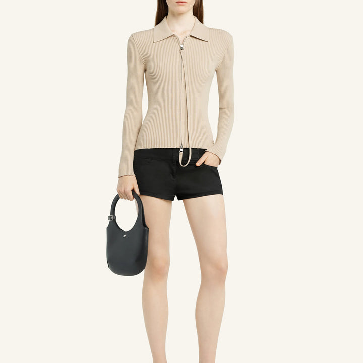 COURREGES - KNITTED ZIPPED CARDIGAN