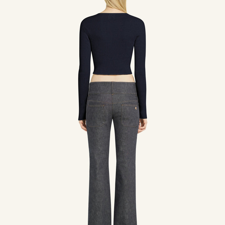 COURREGES - SOLAR CROPPED RIB CARDIGAN