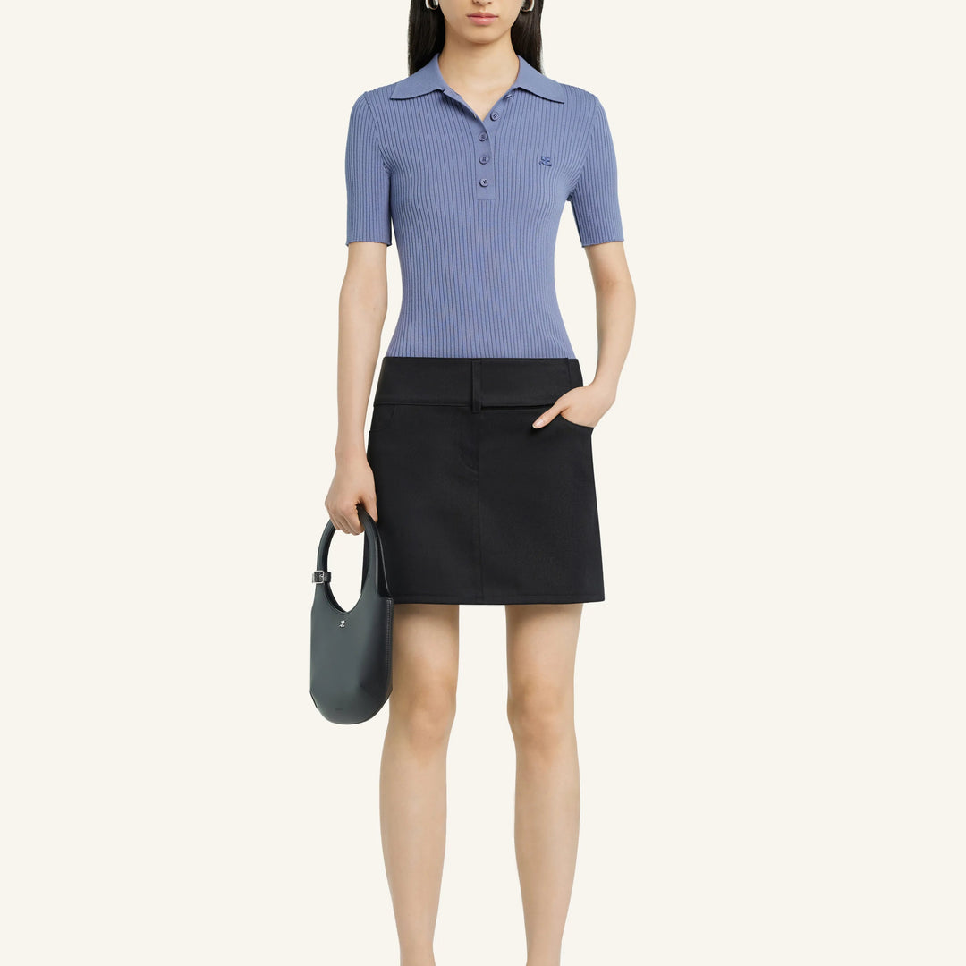 COURREGES - ICONIC RIB KNIT POLO SHIRT
