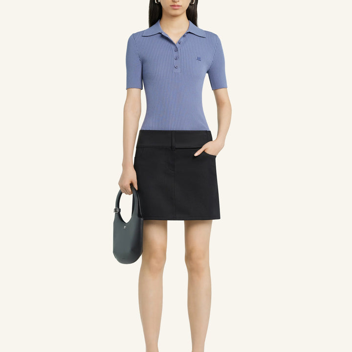 COURREGES - ICONIC RIB KNIT POLO SHIRT