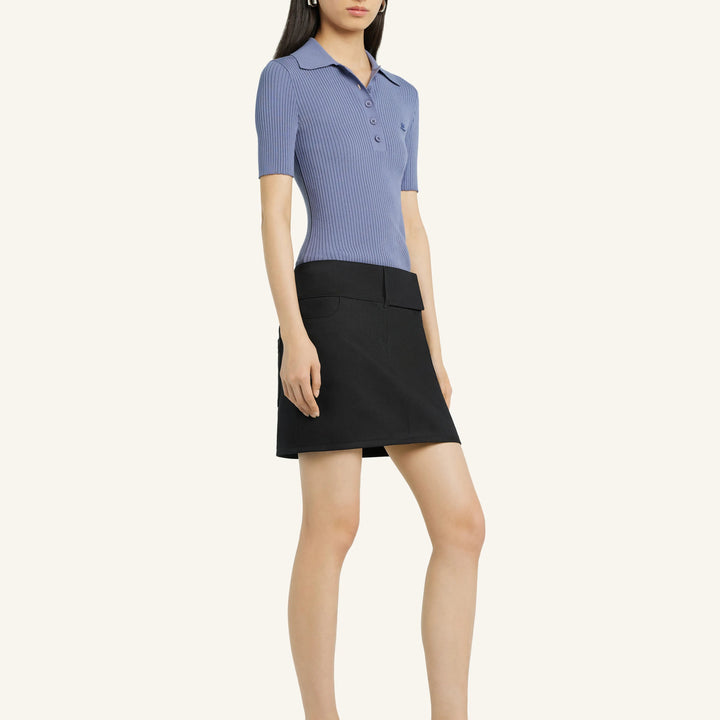 COURREGES - ICONIC RIB KNIT POLO SHIRT