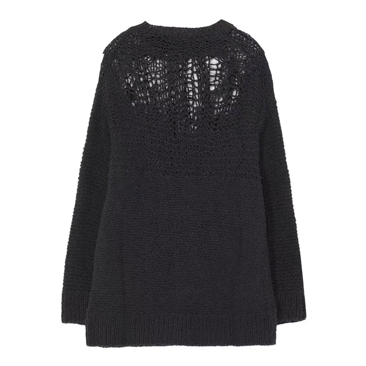 Yohji Yamamoto - HAND KNITTED DAMAGE PROCESSED GARTER ROUND NECK LONG SLV