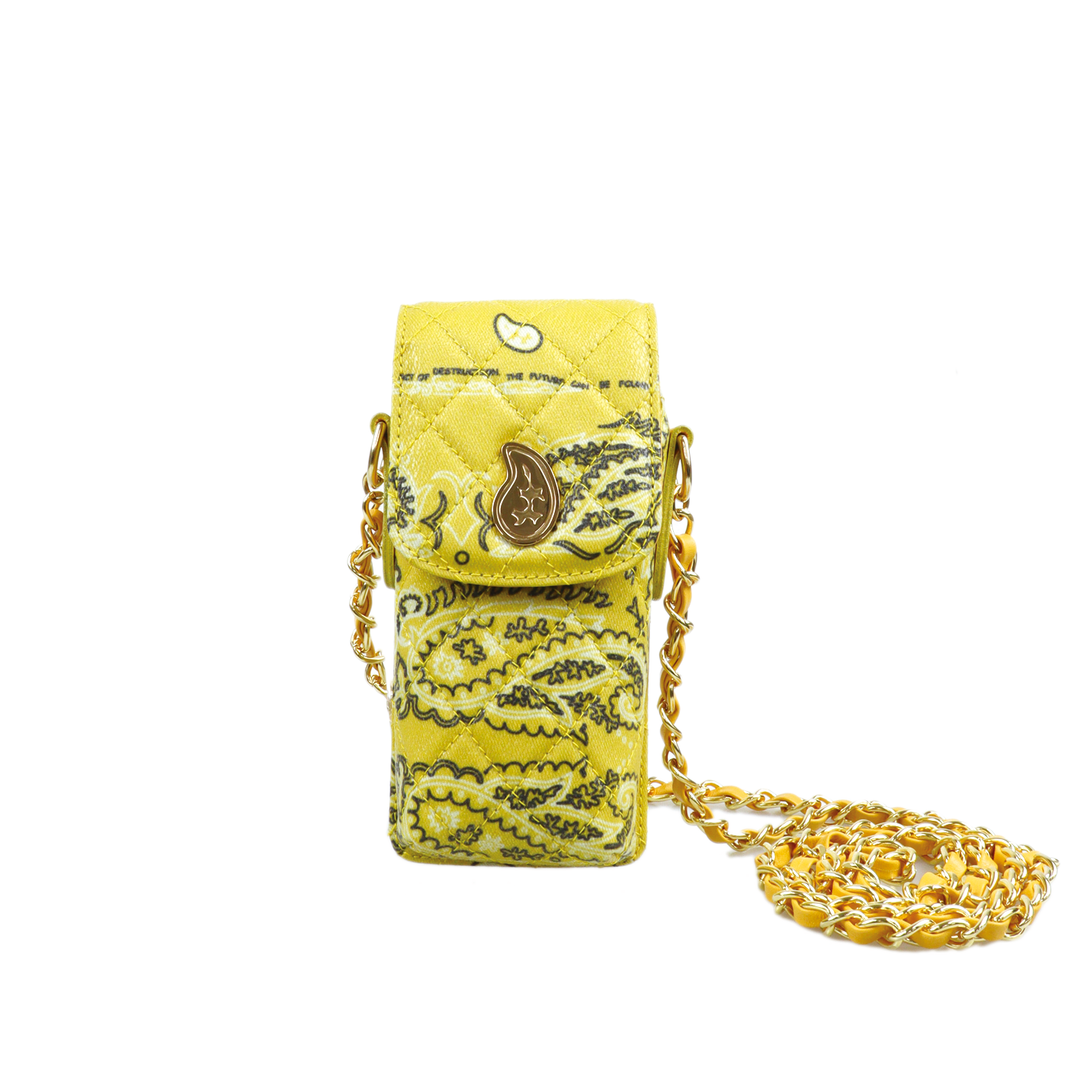 THE WORLD IS YOURS - Paisley Quilting Mini Pouch (GOLD/LONG)