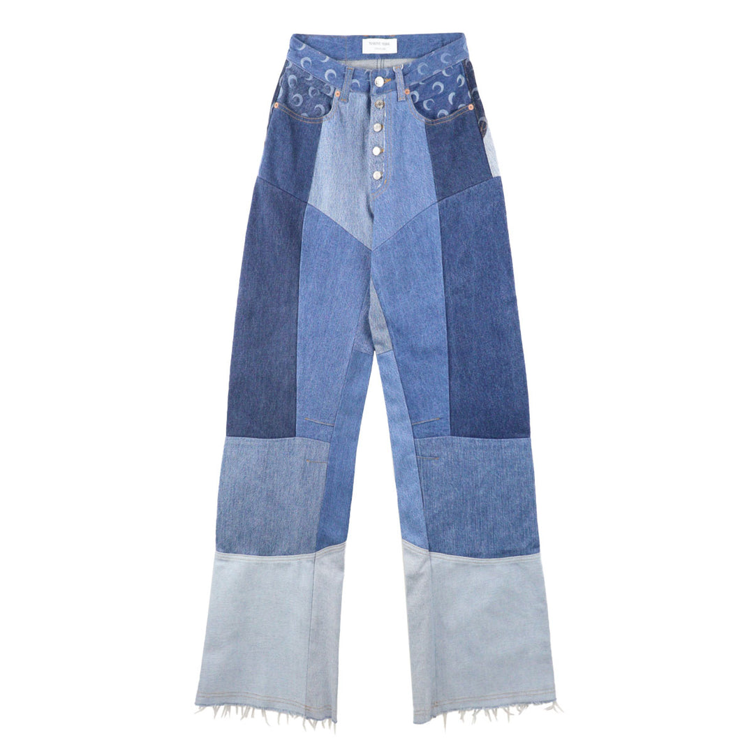 Marine Serre - REGENERATED DENIM FLARE PANTS