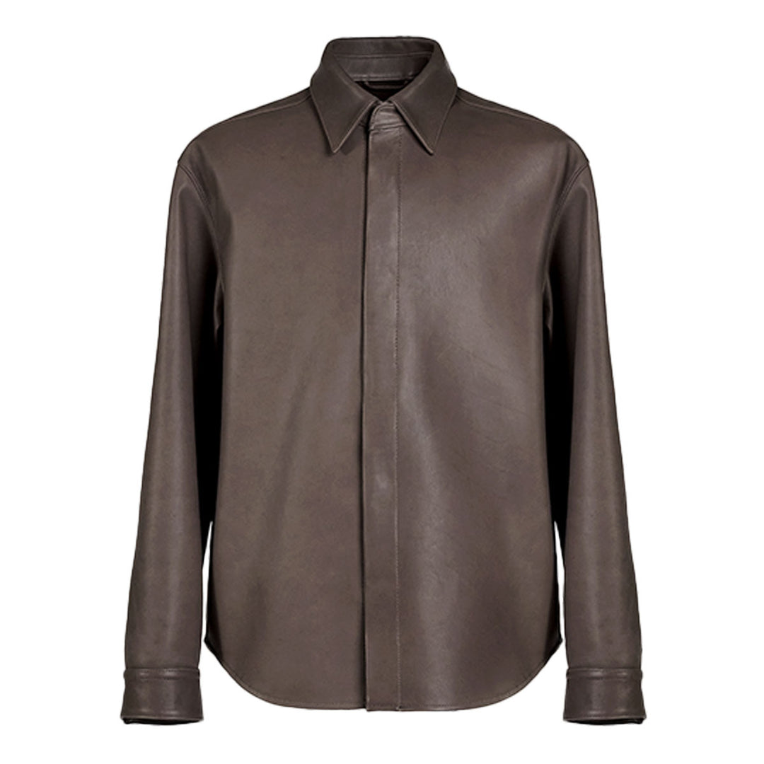 VUJADE - DEAN LEATHER AFFIX SHIRT IN CEDAR BROWN