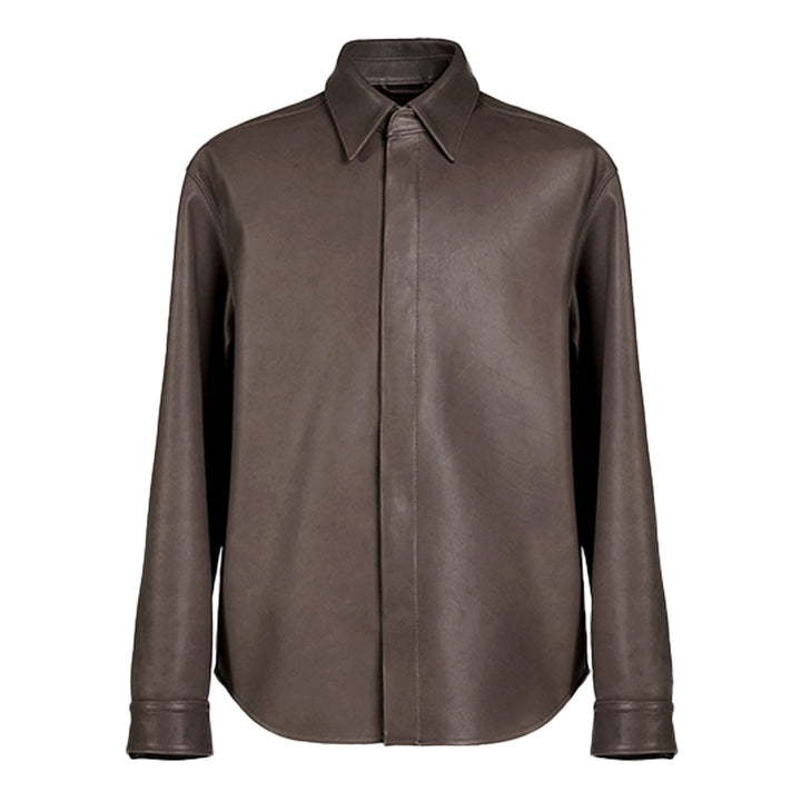 VUJADE - DEAN LEATHER AFFIX SHIRT IN CEDAR BROWN