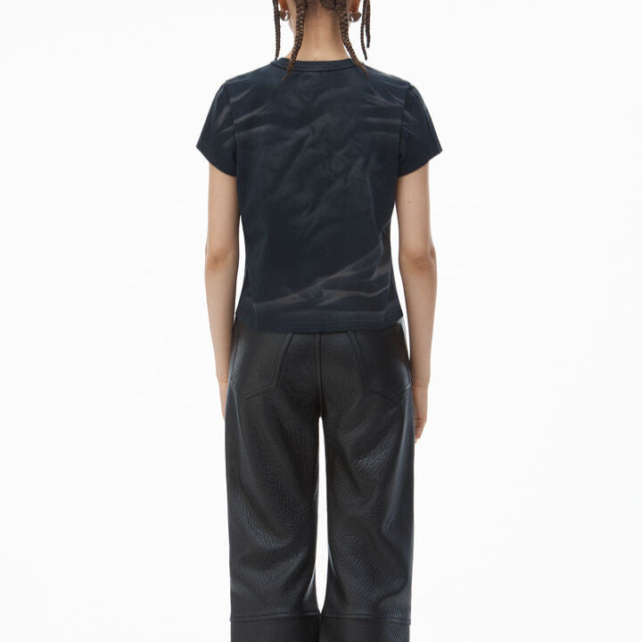 Alexander Wang - ディストレストロゴ コットンジャージー シュランケン tシャツ