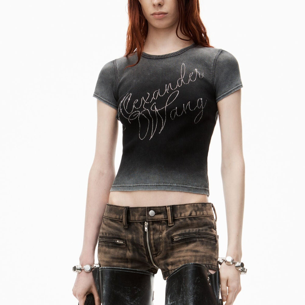 Alexander Wang - クリスタルホットフィックス リブジャージー tシャツ