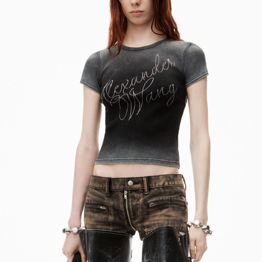 Alexander Wang - クリスタルホットフィックス リブジャージー tシャツ