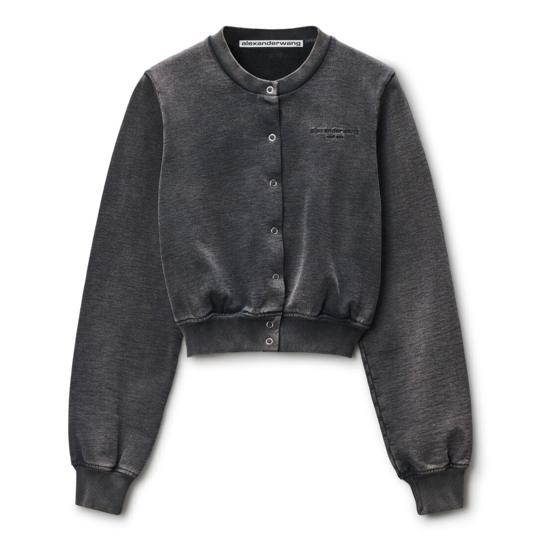 Alexander Wang - ブラックコットン テリー シュランク カーディガン