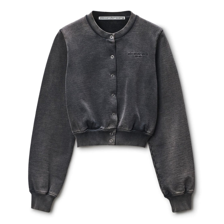 Alexander Wang - ブラックコットン テリー シュランク カーディガン