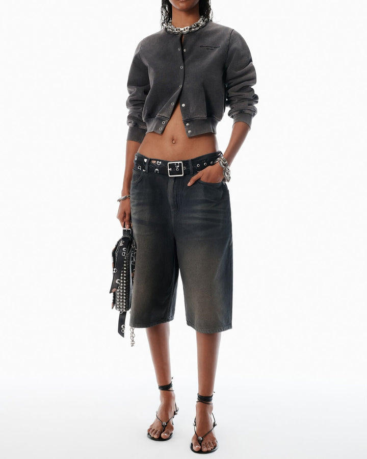 Alexander Wang - ブラックコットン テリー シュランク カーディガン