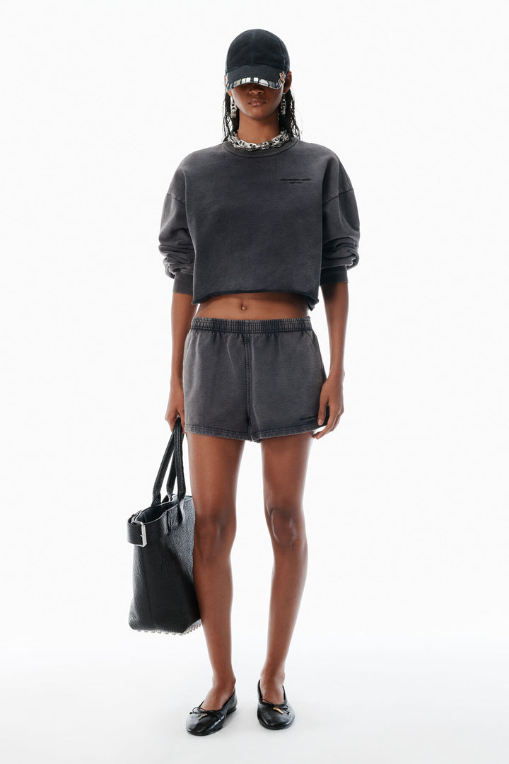 Alexander Wang - ブラック クロップド スウェットシャツ ロゴ入り