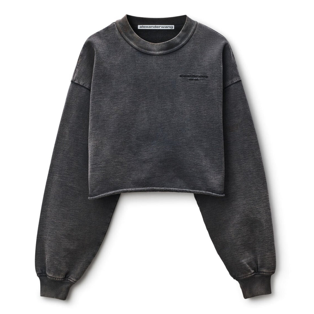 Alexander Wang - ブラック クロップド スウェットシャツ ロゴ入り