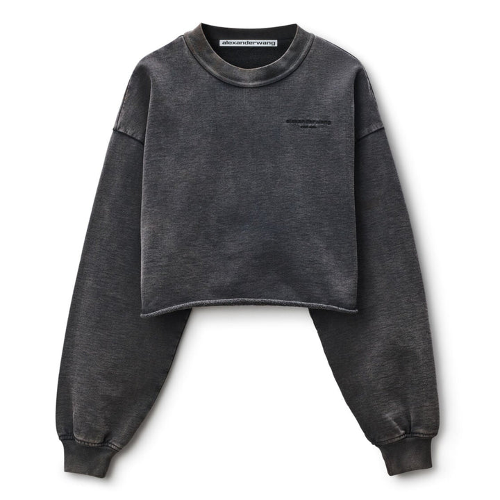 Alexander Wang - ブラック クロップド スウェットシャツ ロゴ入り