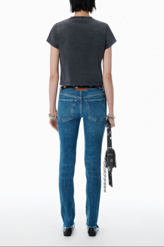 Alexander Wang - ブラック シュランク ディストレストロゴ tシャツ