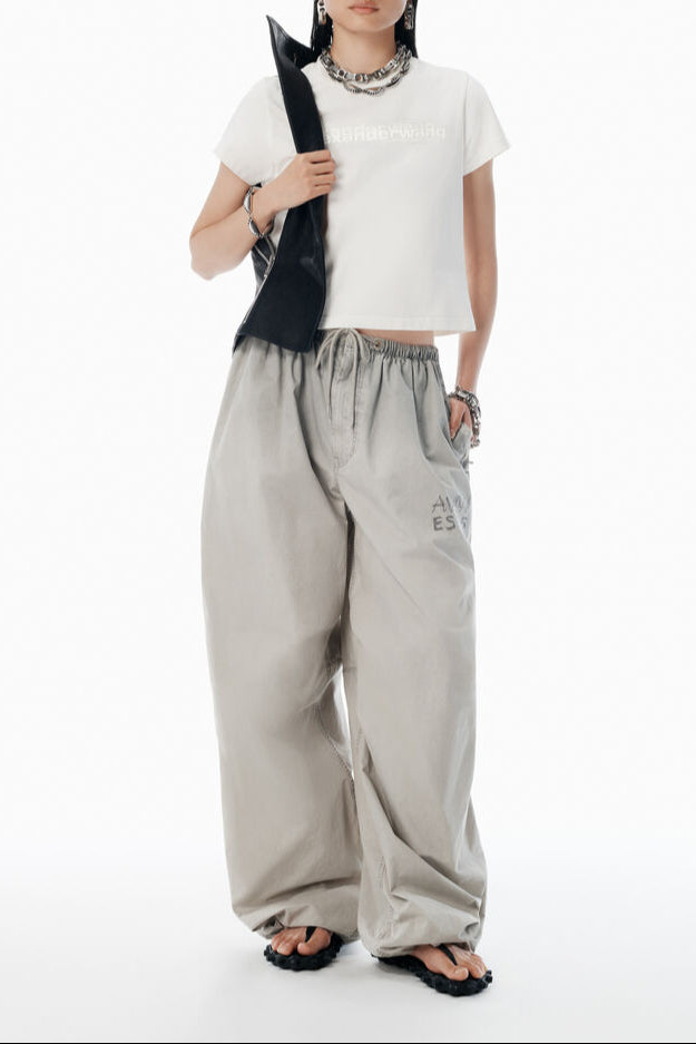 Alexander Wang - ホワイト シュランク ディストレストロゴ tシャツ