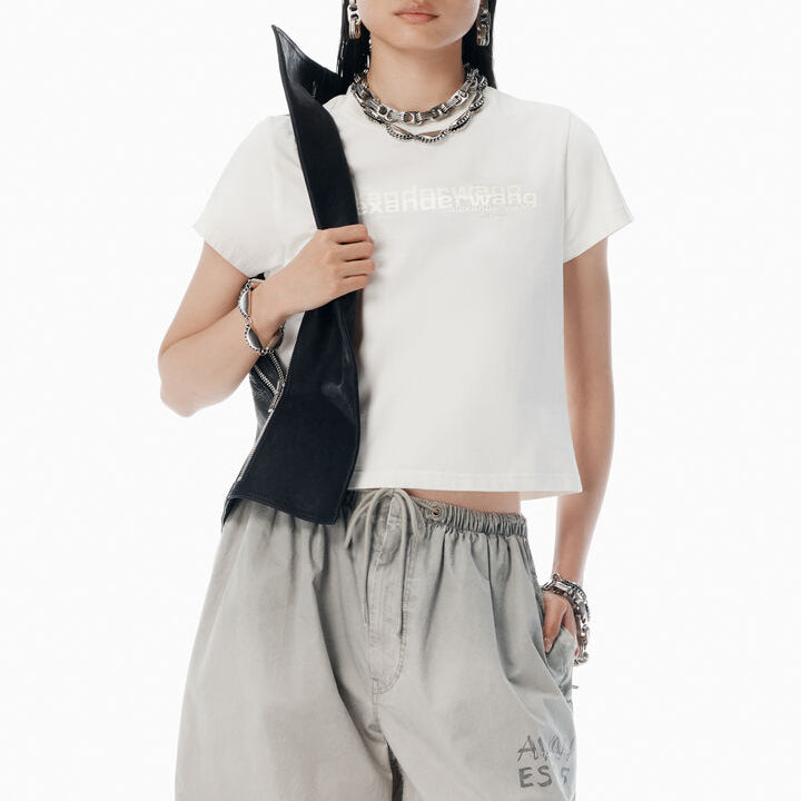 Alexander Wang - ホワイト シュランク ディストレストロゴ tシャツ