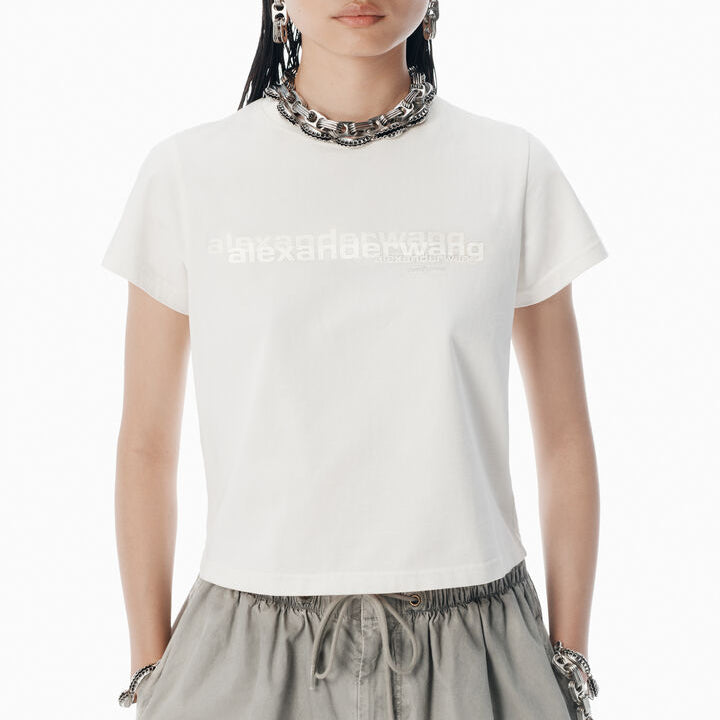 Alexander Wang - ホワイト シュランク ディストレストロゴ tシャツ