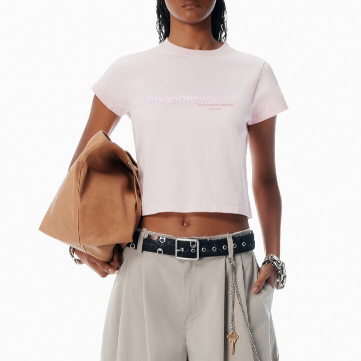 Alexander Wang - ピンク シュランク ディストレストロゴ tシャツ