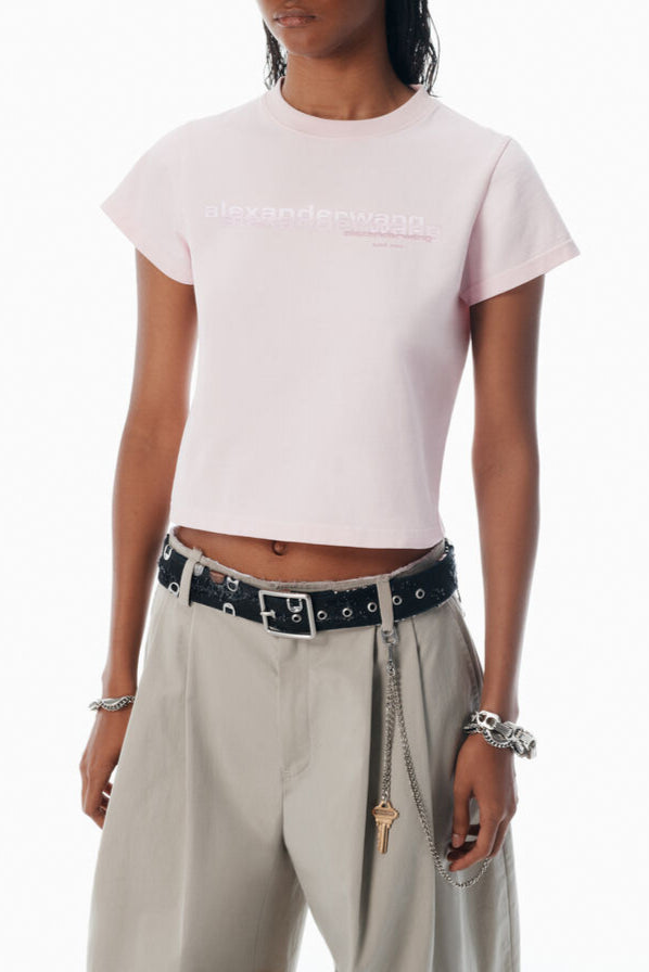 Alexander Wang - ピンク シュランク ディストレストロゴ tシャツ