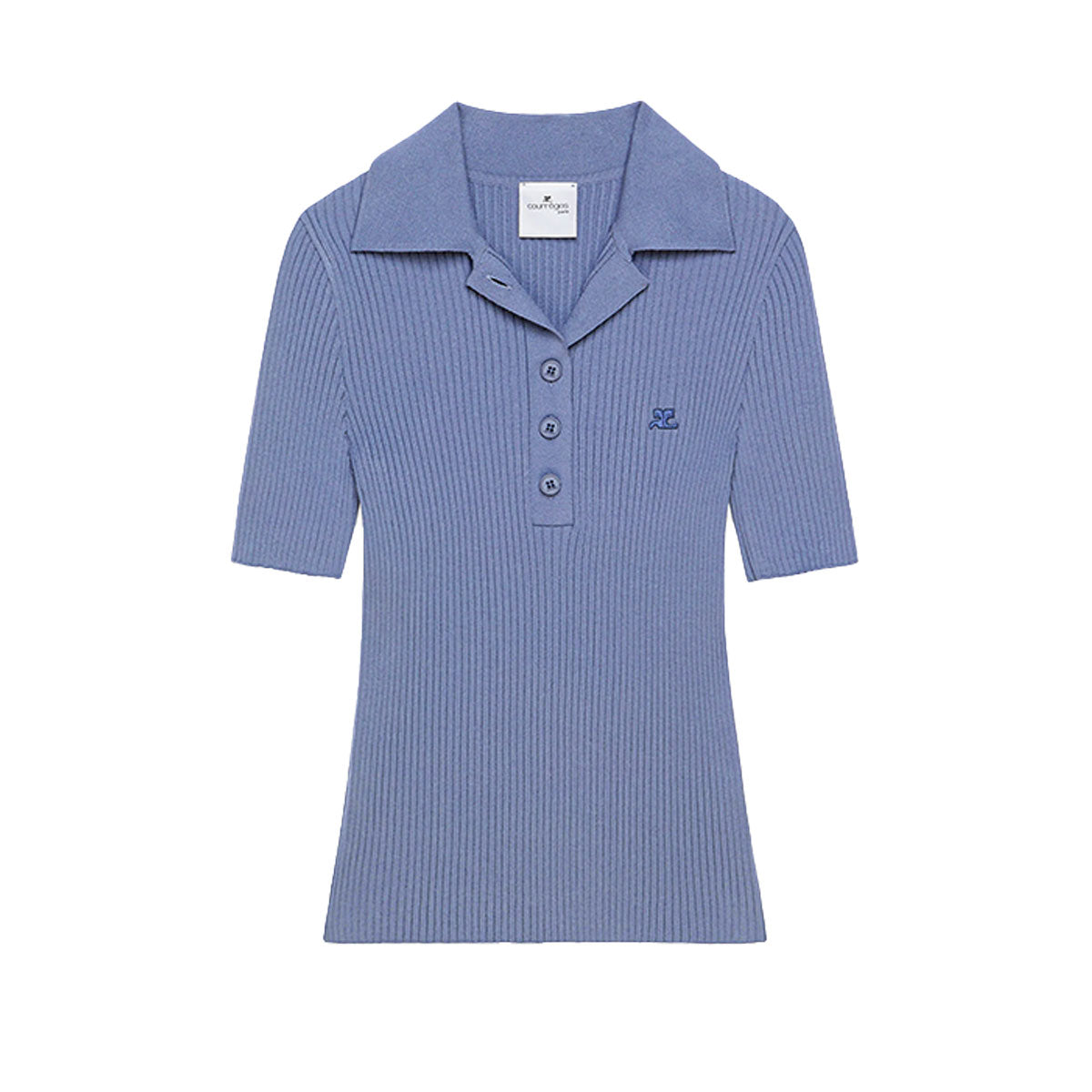 COURREGES(クレージュ) | ICONIC RIB KNIT POLO SHIRT リブニット