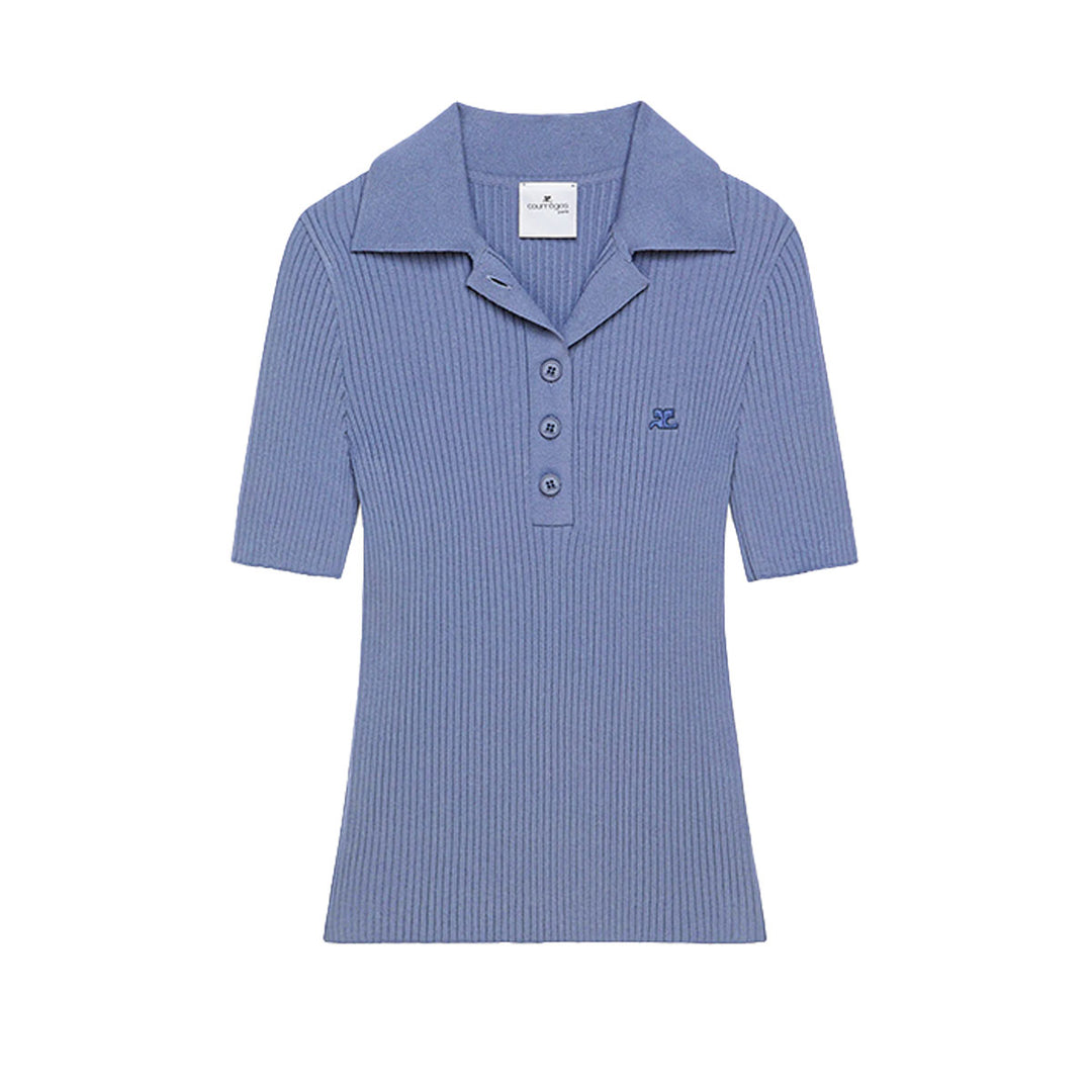 COURREGES - ICONIC RIB KNIT POLO SHIRT