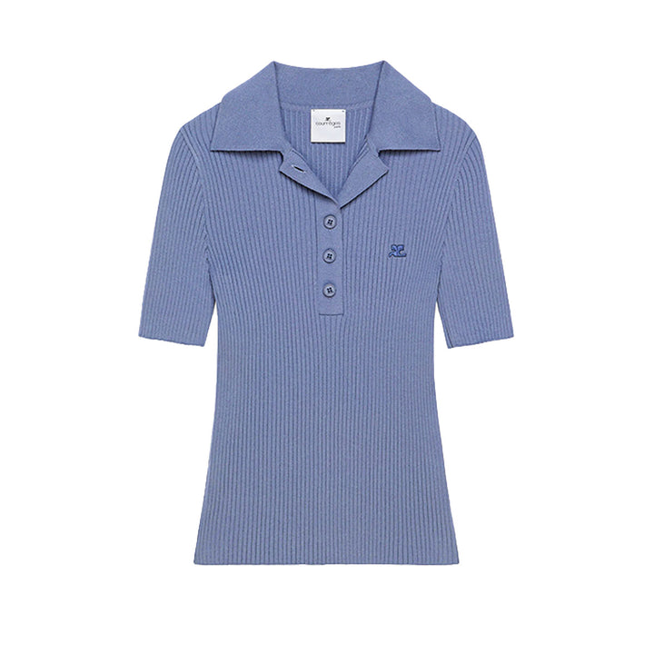 COURREGES - ICONIC RIB KNIT POLO SHIRT