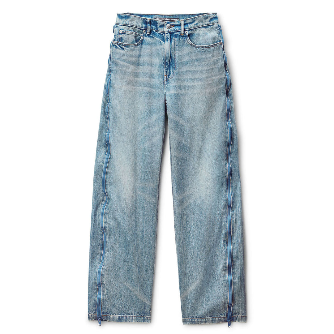 Alexander Wang - ブリーチブルー カーブドジッパー パンツ