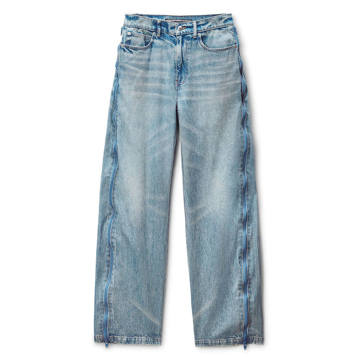 Alexander Wang - ブリーチブルー カーブドジッパー パンツ