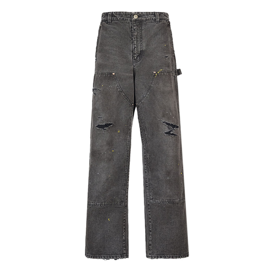 VUJADE - GUNTHER DESTROYED DOUBLE-KNEE PANTS IN BRUSHED COTTON