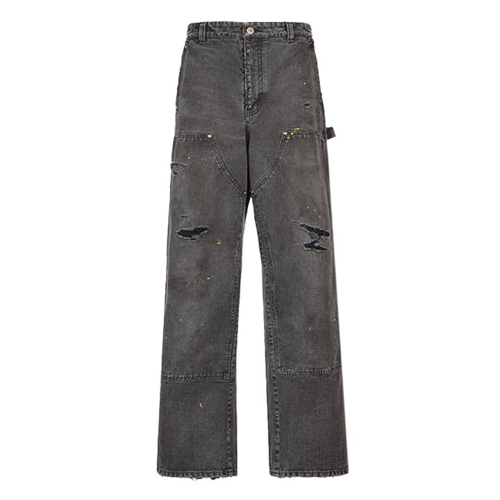 VUJADE - GUNTHER DESTROYED DOUBLE-KNEE PANTS IN BRUSHED COTTON