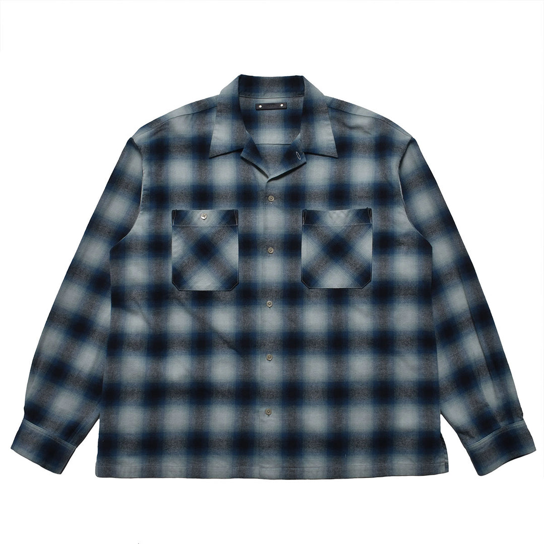 C. Flannel Ombre Open Collar Shirt