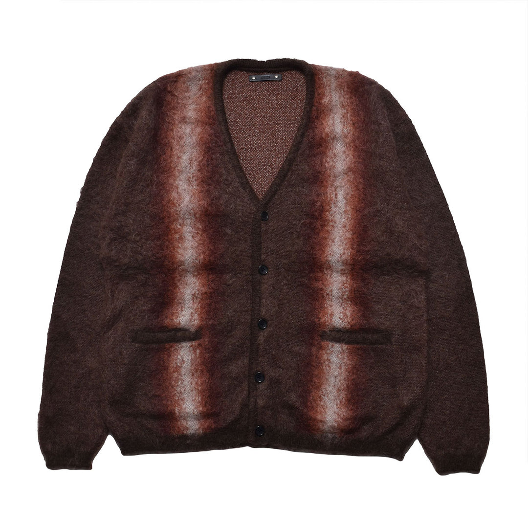 Fuzzy Stripe Mohair Knit Cardigan