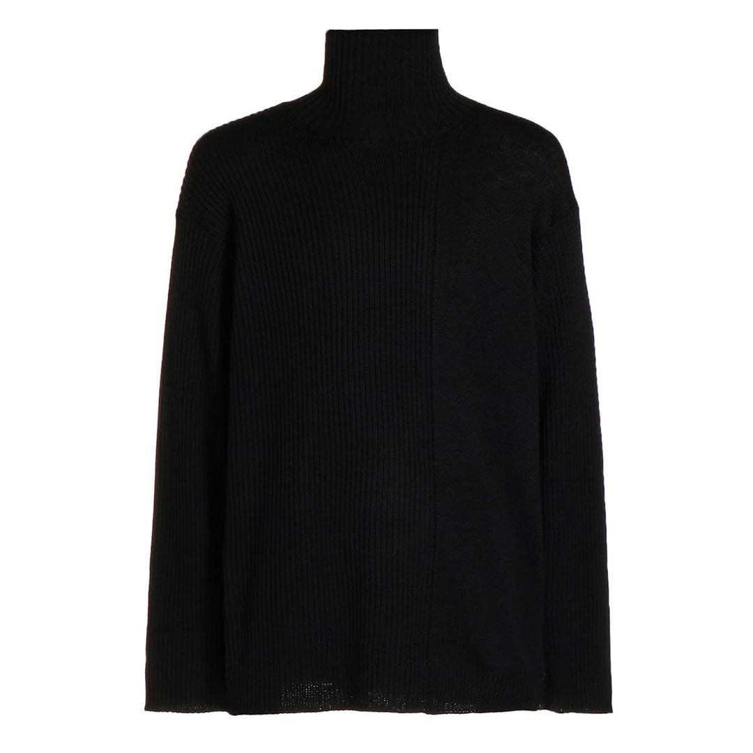 Yohji Yamamoto - 7G RIB JERSEY SWITCHING HIGH NECK KNIT