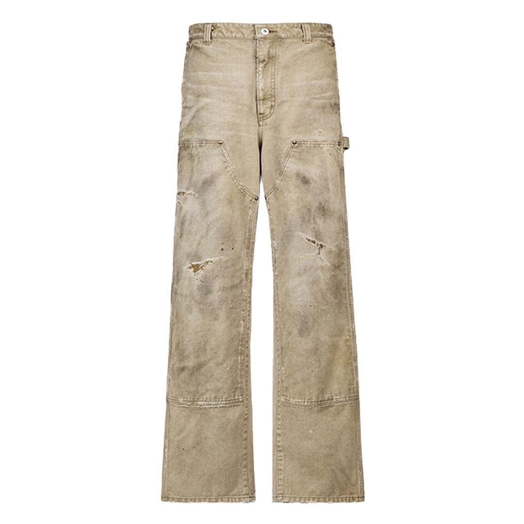 VUJADE - GUNTHER DESTROYED DOUBLE-KNEE PANTS IN BRUSHED COTTON