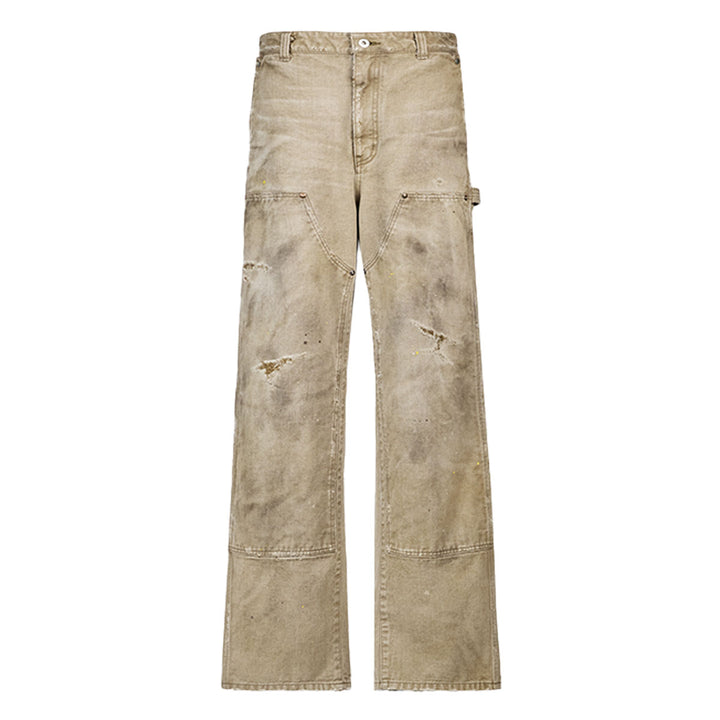 VUJADE - GUNTHER DESTROYED DOUBLE-KNEE PANTS IN BRUSHED COTTON