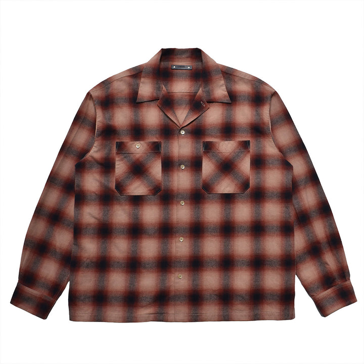 C. Flannel Ombre Open Collar Shirt