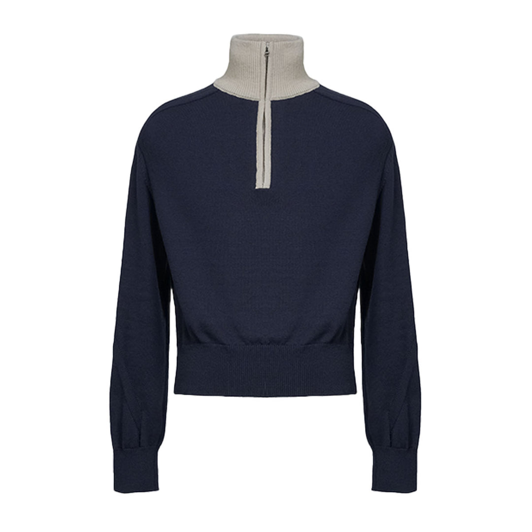 VUJADE - FRANK STRUCTURED HAIF-ZIP KNIT SWEATER IN DARK NAVY